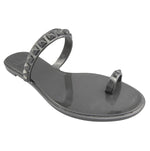 Load image into Gallery viewer, Maria Flat Sandal – Metallic Jelly
